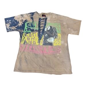 Zion Rootwear Womens Bob Marley String Front T-Shirt Size 1X Tye Dye B28